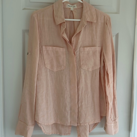 NWT 100% Linen Shirt Peach Apricot - Small - Picture 2 of 8